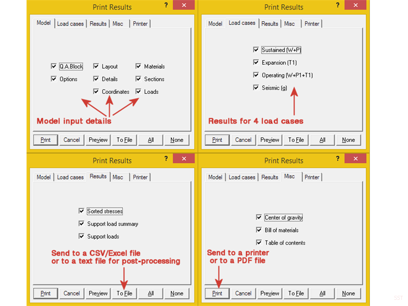 Print results with input data 