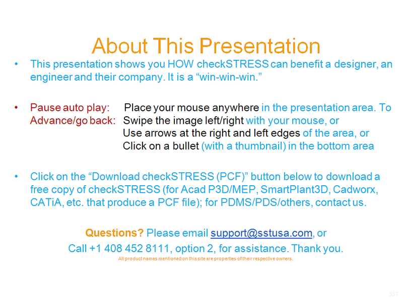 To pause auto play, place mouse anywhere inside presentation area